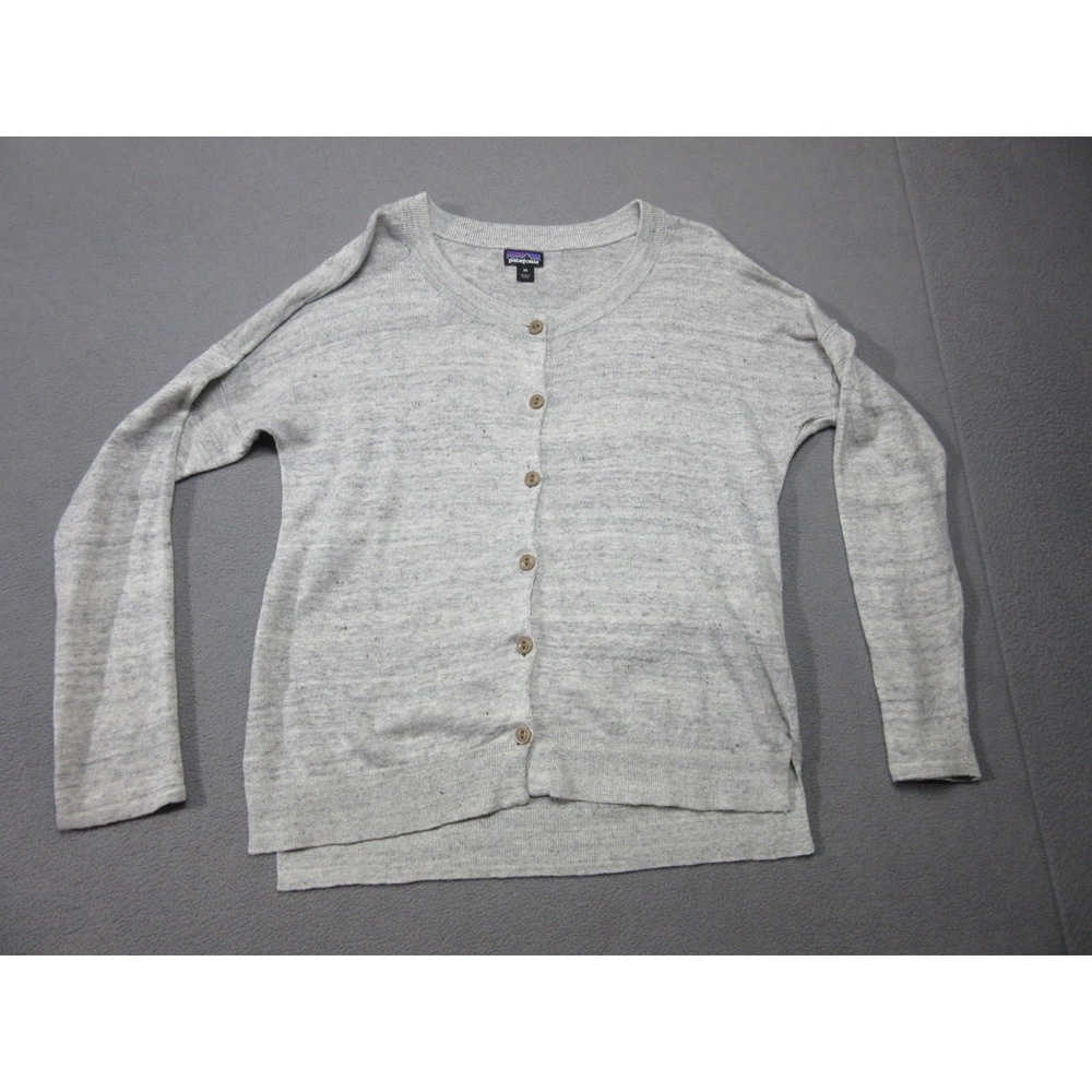 Patagonia Sweater Womens XS Gray Heather Lightweight Linen Button Front Cardigan